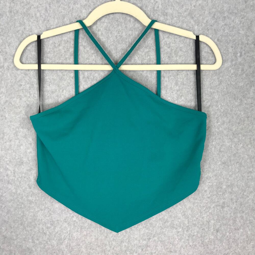 21 Saints Crop‎ Top Women Large Green Tank Halter Coastal Rock Western Cowgirl